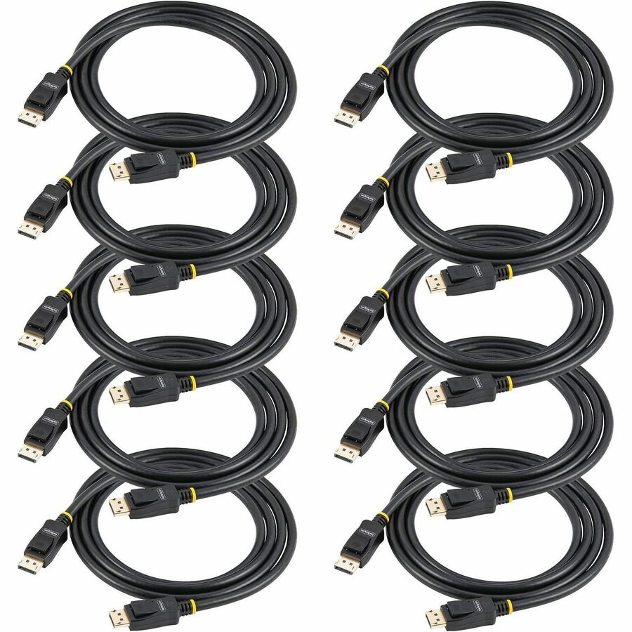 StarTech.com 10ft (3m) VESA Certified DisplayPort Cable - 10 Pack - DisplayPort 1.2 Cable with Latches, 4K 60Hz UHD - Latching DP Connectors DISPLPORT10L10PK