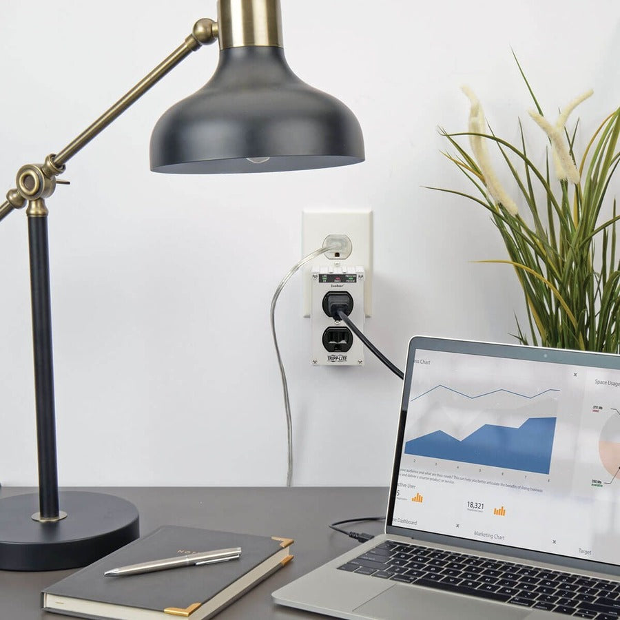 Tripp Lite by Eaton Isobar 2-Outlet Surge Protector, Direct Plug-In, 1410 Joules, Diagnostic LEDs, Metal Housing IBLOK2-0