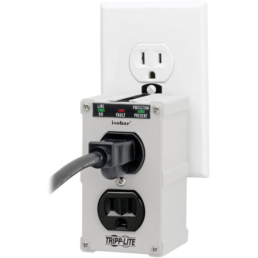 Tripp Lite by Eaton Isobar 2-Outlet Surge Protector, Direct Plug-In, 1410 Joules, Diagnostic LEDs, Metal Housing IBLOK2-0