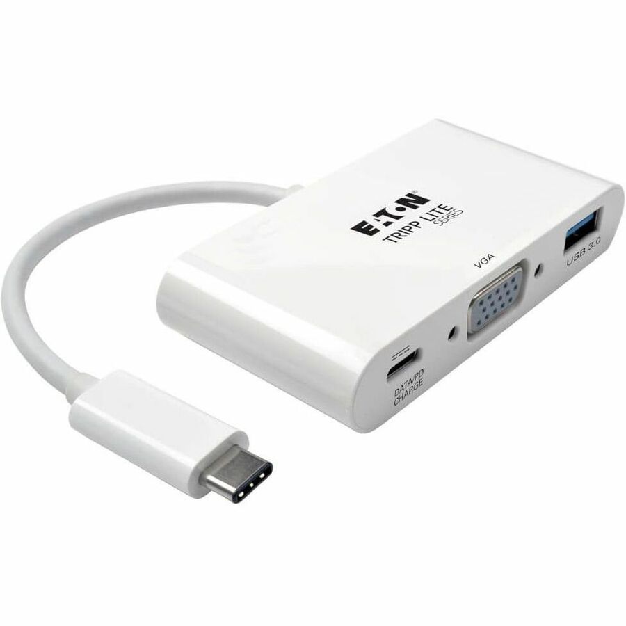 Eaton Tripp Lite Series USB-C to VGA Adapter with USB 3.x (5Gbps) Hub Ports and 60W PD Charging, White U444-06N-VU-C