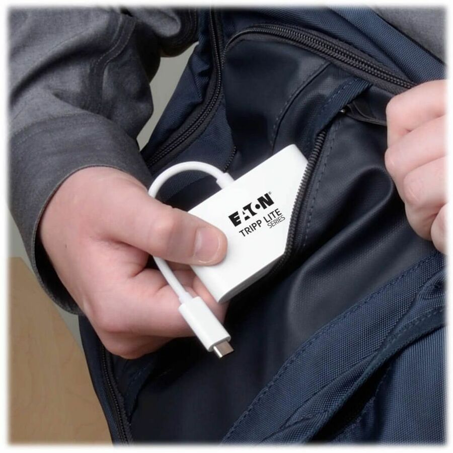 Eaton Tripp Lite Series USB-C to VGA Adapter with USB 3.x (5Gbps) Hub Ports and 60W PD Charging, White U444-06N-VU-C