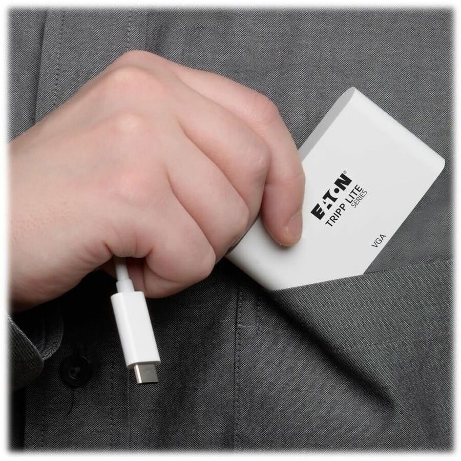 Eaton Tripp Lite Series USB-C to VGA Adapter with USB 3.x (5Gbps) Hub Ports and 60W PD Charging, White U444-06N-VU-C