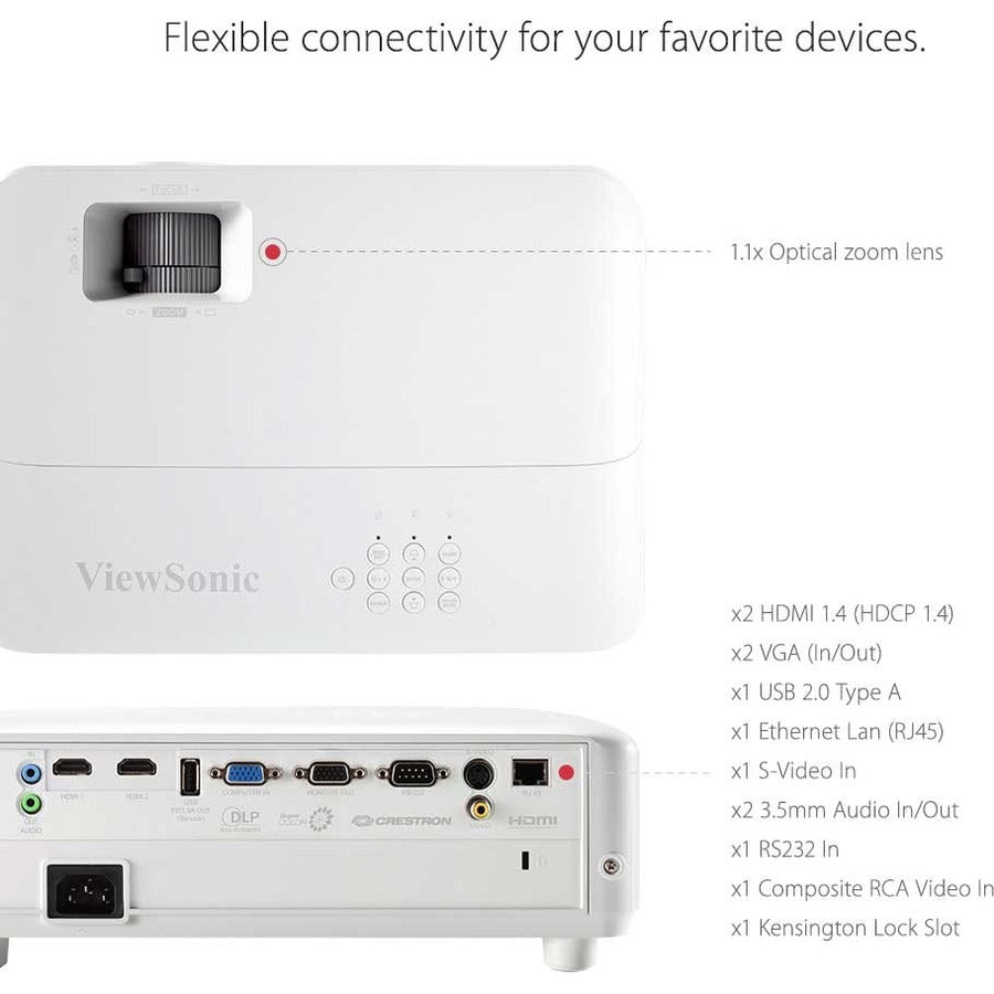 ViewSonic PG706WU 4000 Lumens WUXGA Projector with RJ45 LAN Control Vertical Keystoning and Optical Zoom for Home and Office PG706WU