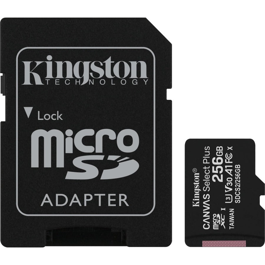 Kingston Canvas Select Plus SDCS2 256 GB Class 10/UHS-I (U3) microSDXC - 1 Pack SDCS2/256GB