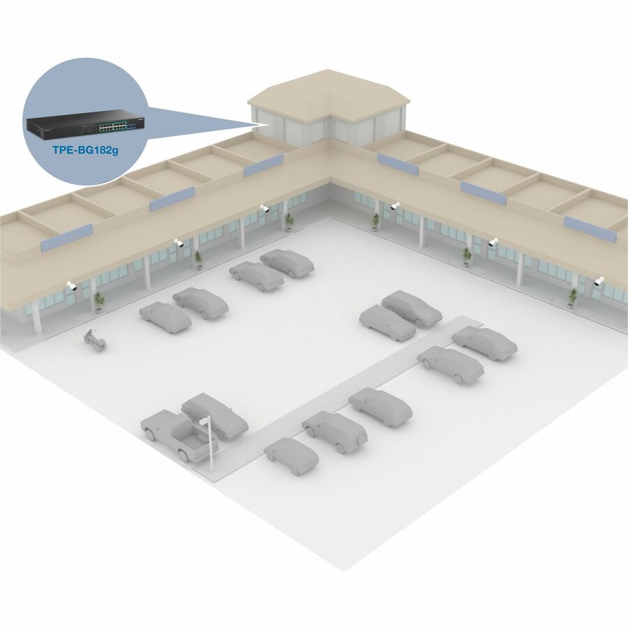 TRENDnet TPE-BG182g, 18-Port Gigabit 4PPoE Switch with 8 x 95W Gigabit 4PPoE ports, 8 x 30W Gigabit PoE+ Ports, 2 Gigabit SFP Slots,470W PoE Budget, 1U 19" Rack Mountable TPE-BG182G