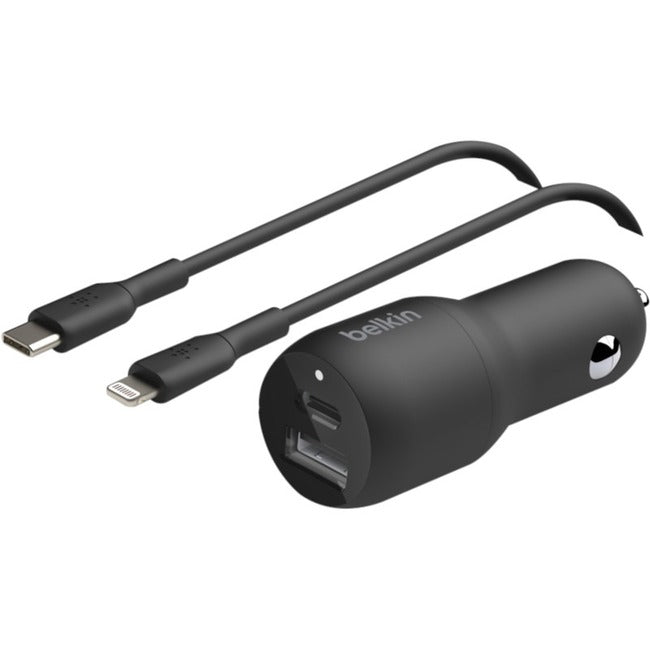 Belkin BoostCharge Dual Car Charger with PPS 37W (USB-C Cable with Lightning Connector included) CCB004BT1MBK-B5