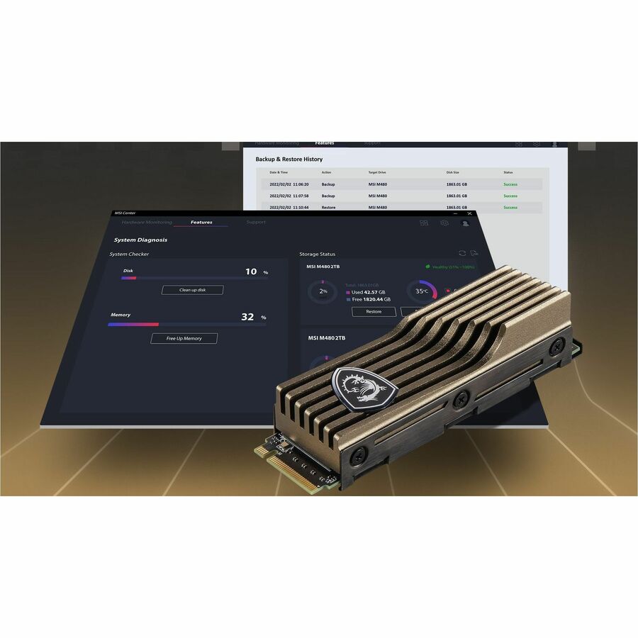 MSI SPATIUM M570 2 TB Solid State Drive - M.2 2280 Internal - PCI Express NVMe (PCI Express NVMe 5.0 x4) SM570N2TBH