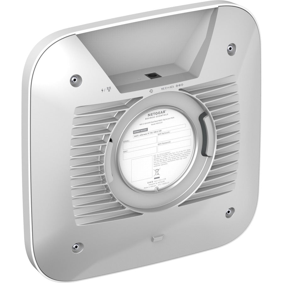 Netgear WAX220 Dual Band IEEE 802.11 a/b/g/n/ac/ax/e 4.10 Gbit/s Wireless Access Point - Indoor WAX220-100NAS