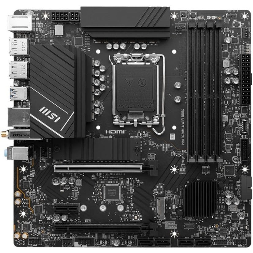 MSI Pro B760M-A WIFI DDR4 Gaming Desktop Motherboard - Intel B760 Chipset - Socket LGA-1700 - Micro ATX PROB760MAWID4