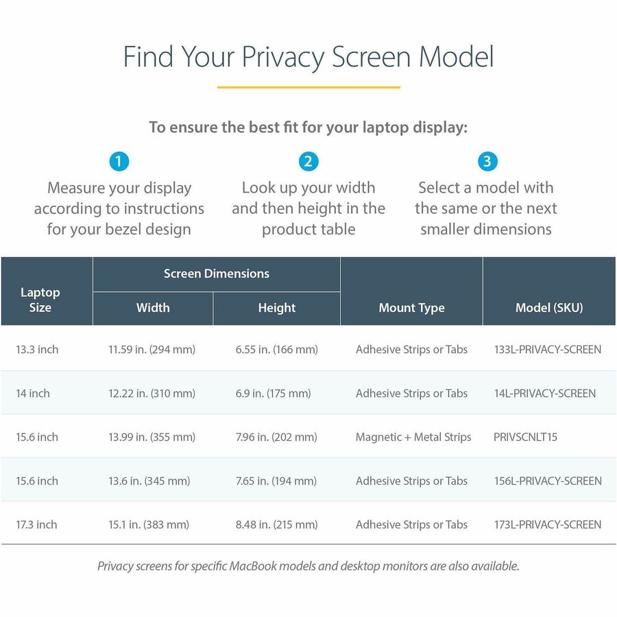 StarTech.com 14in Laptop Privacy Screen For 16:9 Displays, Anti-Glare Privacy Filter with 51% Blue Light Reduction, Matte/Glossy 14L-PRIVACY-SCREEN