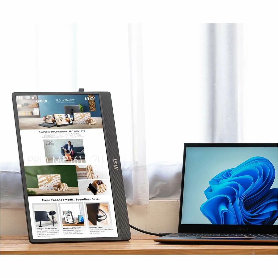 MSI PRO MP161 E2U 16" Class Full HD LED Monitor - 16:9 - Black, Metal Silver PROMP161E2U