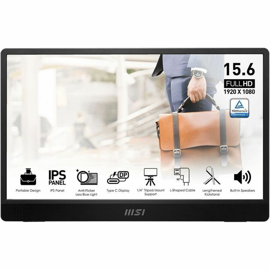 MSI PRO MP161 E2U 16" Class Full HD LED Monitor - 16:9 - Black, Metal Silver PROMP161E2U