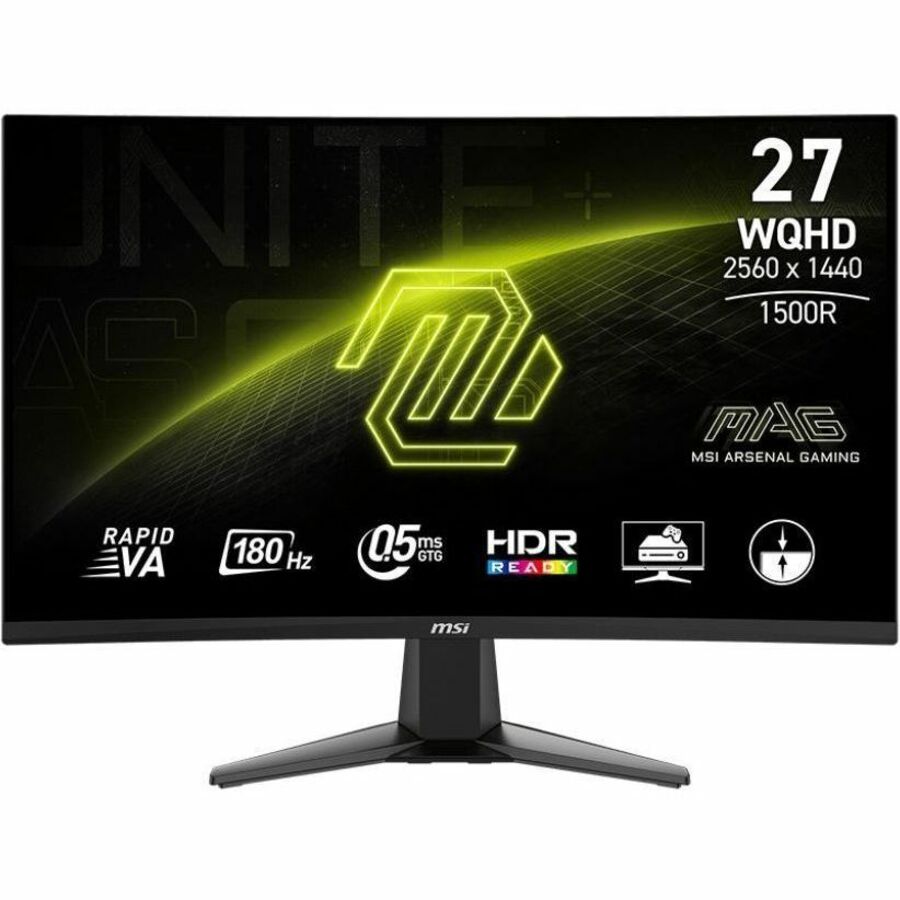 MSI MAG 27CQ6F 27" Class WQHD Curved Screen Gaming LED Monitor - 16:9 - Black MAG27CQ6F