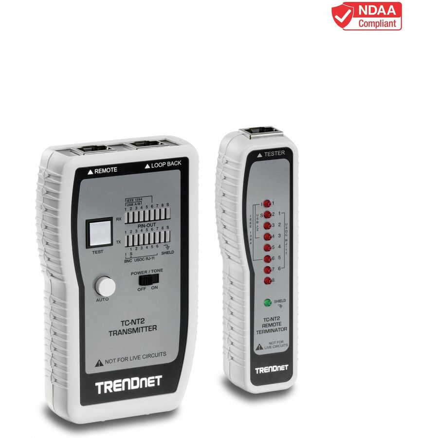 TRENDnet Network Cable Tester, Tests Ethernet, USB And BNC Cables, Accurately Test Pin Configurations up to 300m (984 ft), Local And Remote Testing, Includes BNC To Ethernet Converters, White, TC-NT2 TC-NT2
