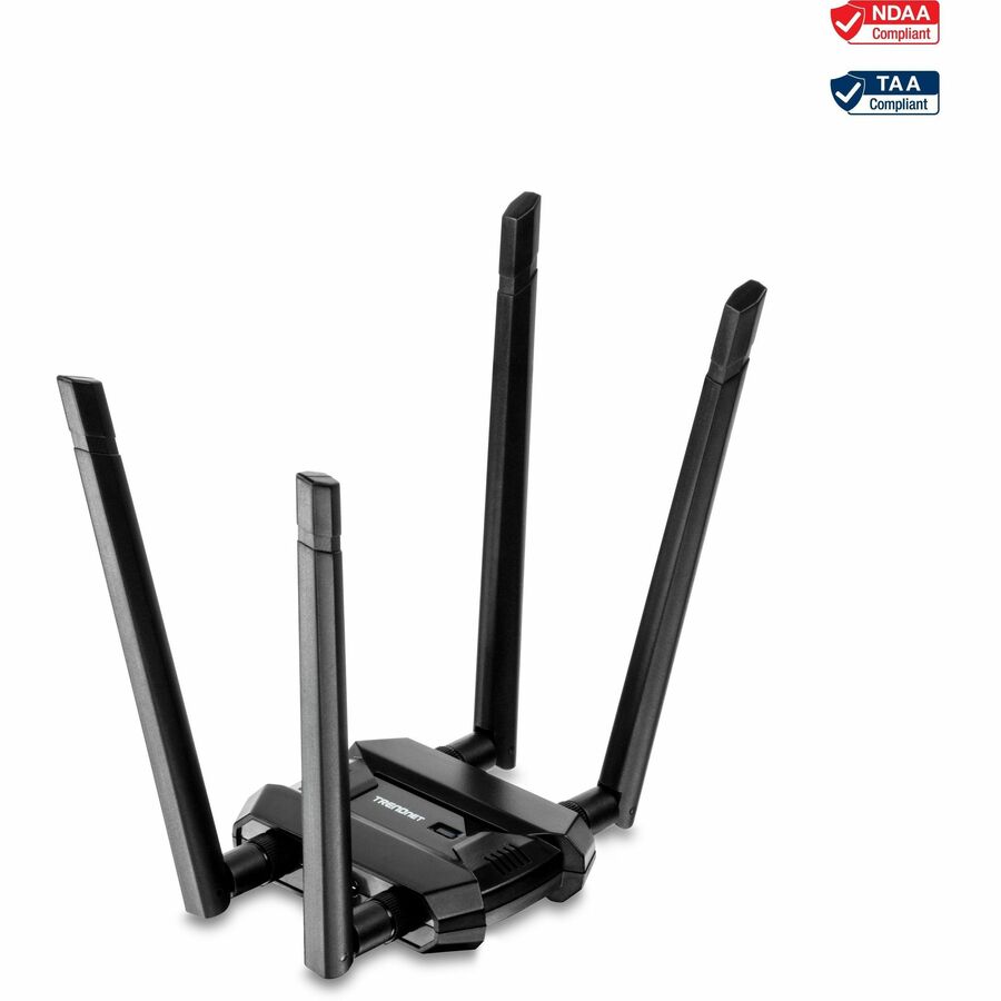 TRENDnet AC1900 High Power Dual Band Wireless USB Adapter, TEW-809UB, Stream 4K HD Video, Windows Compatible, USB 3.0 to USB Type A, Black TEW-809UB