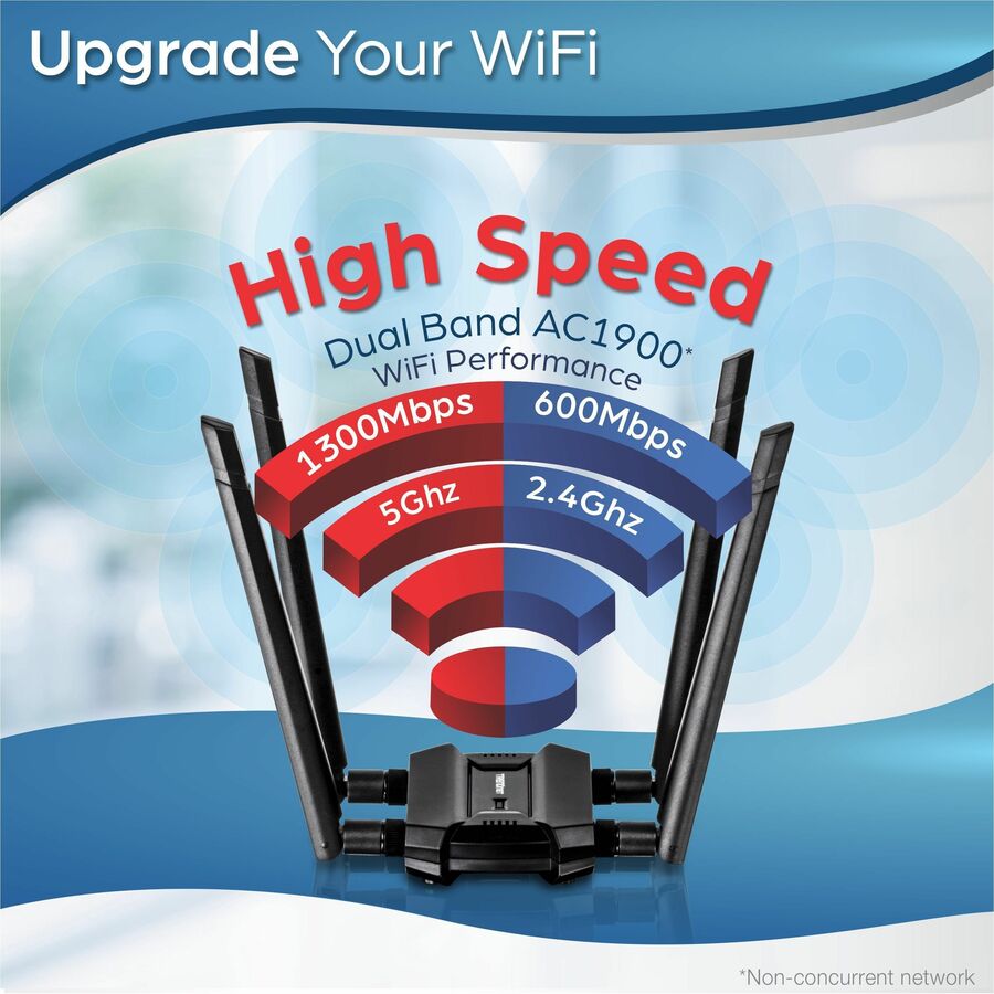 TRENDnet AC1900 High Power Dual Band Wireless USB Adapter, TEW-809UB, Stream 4K HD Video, Windows Compatible, USB 3.0 to USB Type A, Black TEW-809UB