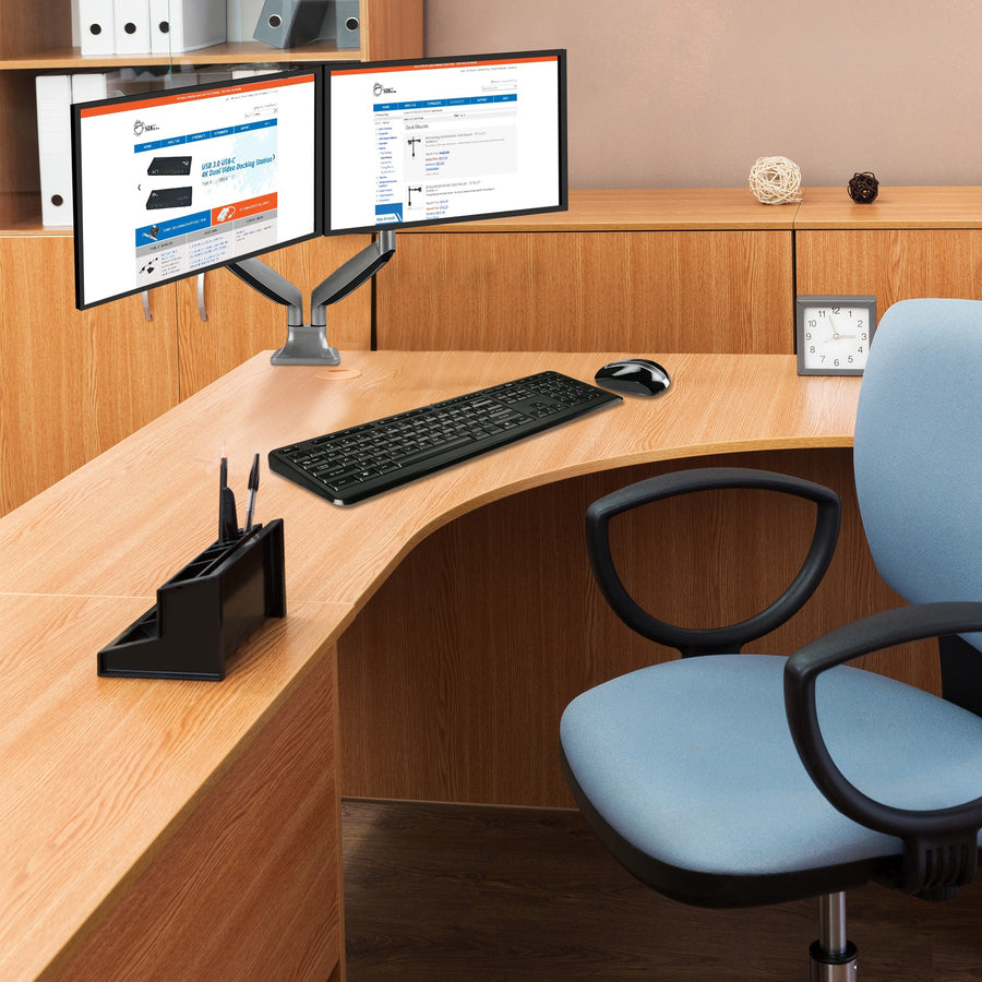 SIIG High Premium Aluminum Gas Spring Desk Mount - Dual Monitor - Fits 13" to 32" monitors - Max load 19.8Ibs(each) CE-MT2E12-S1