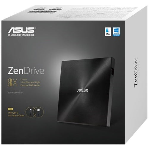 Asus ZenDrive SDRW-08U9M-U DVD-Writer - External - Black SDRW-08U9M-U/BLK/G/AS/P2G