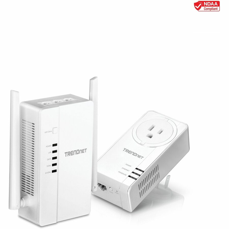 TRENDnet Wi-Fi Everywhere Powerline 1200 AV2 Dual-Band AC1200 Wireless Access Point Kit, Includes 1 x TPL-430AP And 1 x TPL-423E, 3 x Gigabit Ports, Easy Installation, White, TPL-430APK TPL-430APK