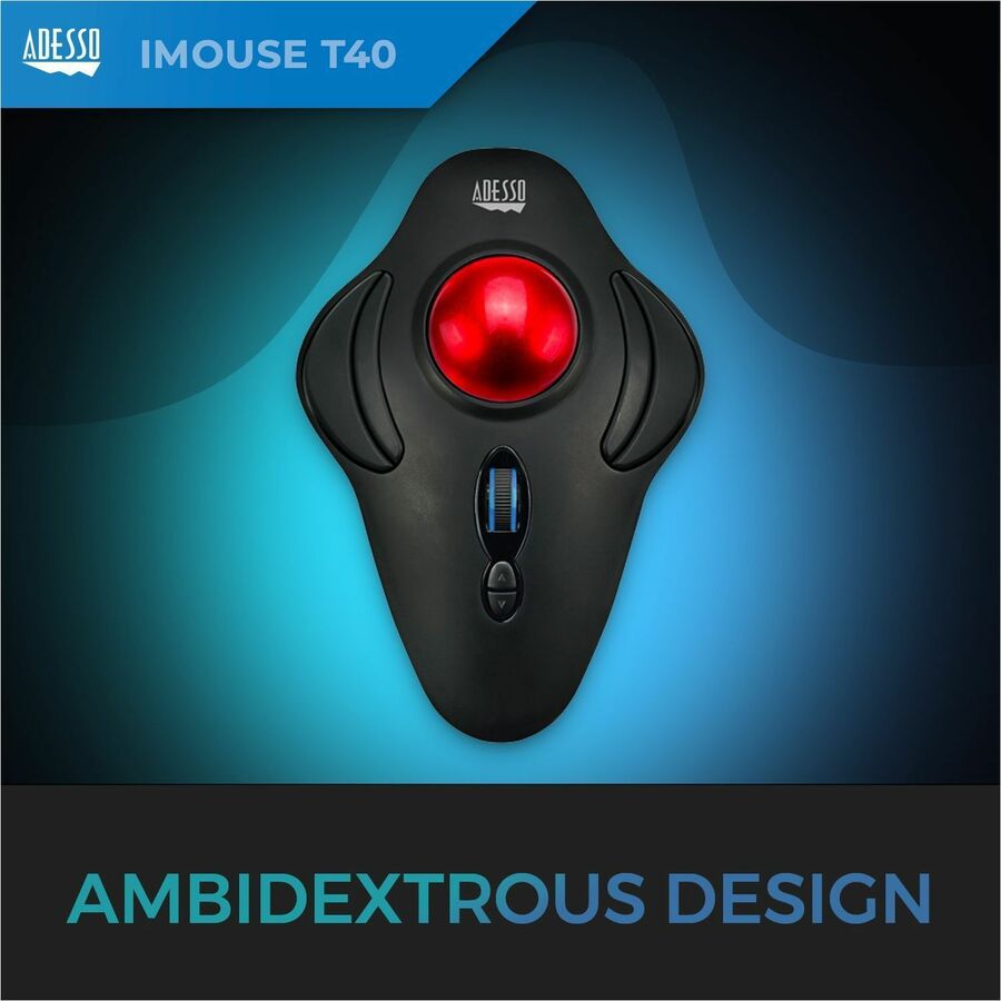 Adesso iMouse T40 - Wireless Programmable Ergonomic Trackball Mouse IMOUSE T40