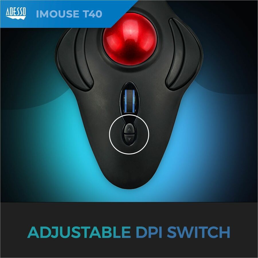 Adesso iMouse T40 - Wireless Programmable Ergonomic Trackball Mouse IMOUSE T40