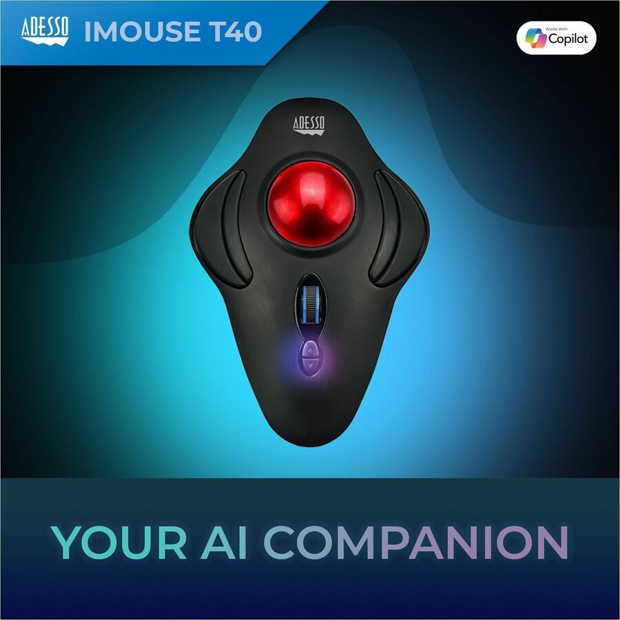 Adesso iMouse T40 - Wireless Programmable Ergonomic Trackball Mouse IMOUSE T40