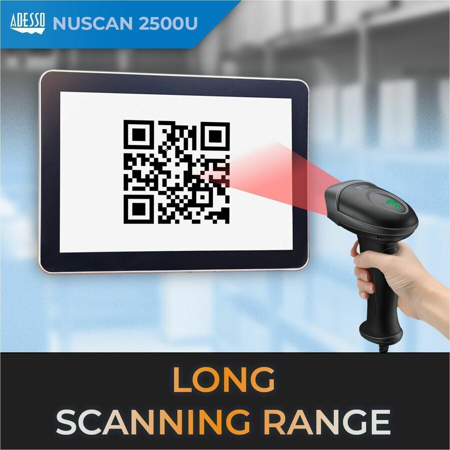 Adesso NuScan 2500TU Spill Resistant Antimicrobial 2D Barcode Scanner NUSCAN 2500TU