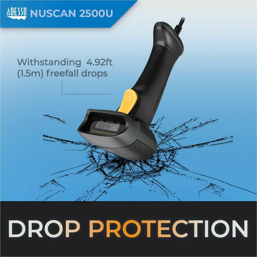 Adesso NuScan 2500TU Spill Resistant Antimicrobial 2D Barcode Scanner NUSCAN 2500TU