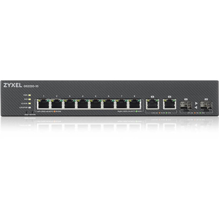 ZYXEL 8-port GbE L2 Switch with GbE Uplink GS2220-10