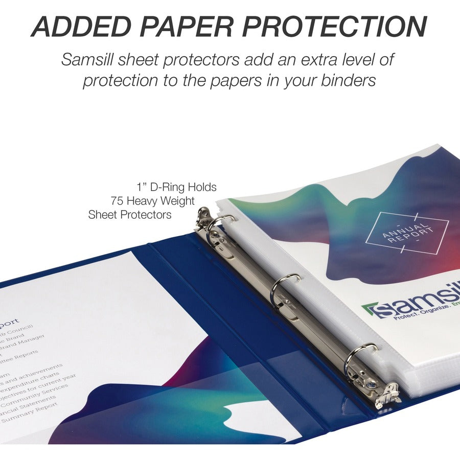 Samsill Durable 1 Inch Binder, Made in The USA, D Ring Binder, Customizable Clear View Cover, Basic Assortment, 4 Pack, Each Holds 225 Pages (MP46409) MP46409