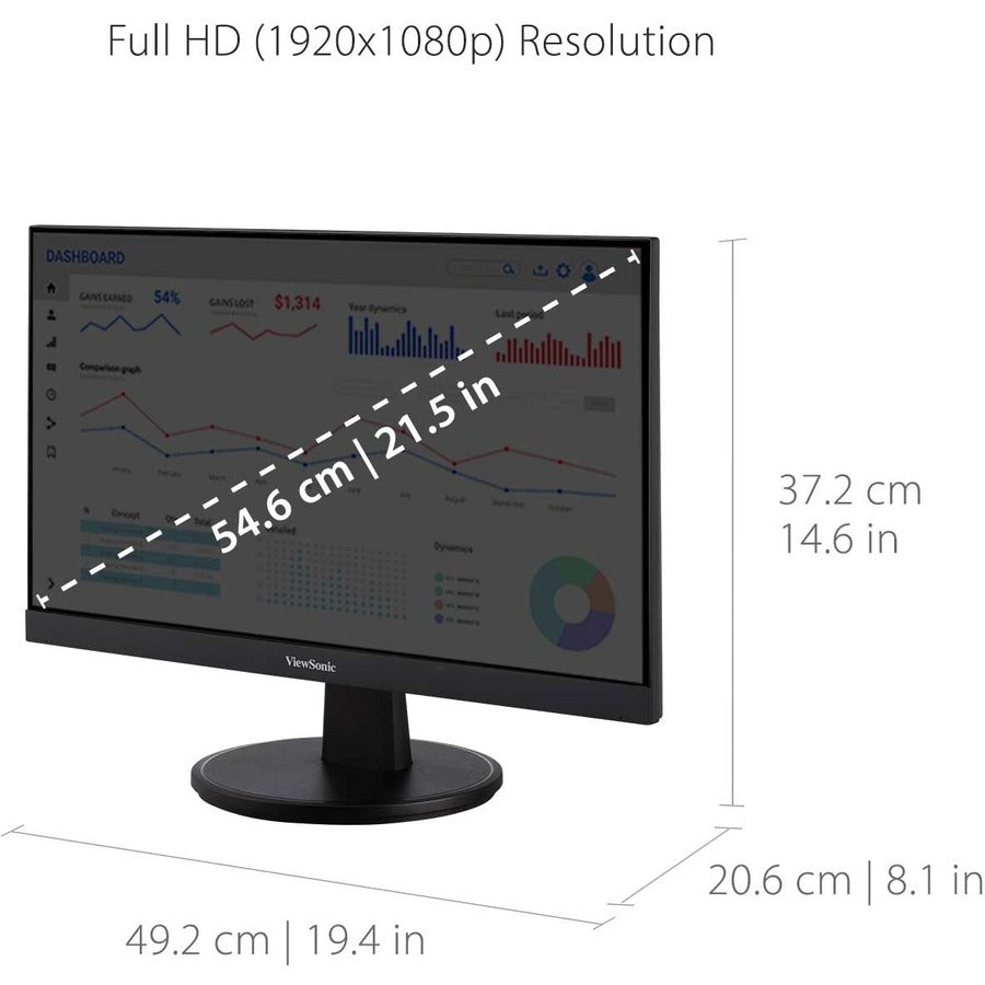 ViewSonic VA2247-MH 22 Inch Full HD 1080p Monitor with 100Hz, FreeSync, Ultra-Thin Bezel, Eye Care, HDMI, VGA Inputs for Home and Office VA2247-MH