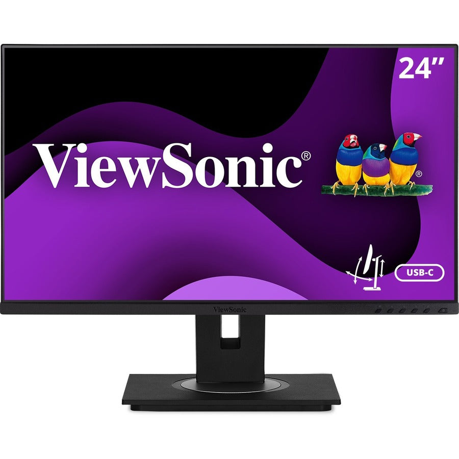 ViewSonic VG2456A 24 Inch 1080p IPS Monitor with 90W USB C, Docking Built-In, RJ45, 40 Degree Tilt Ergonomics for Home and Office VG2456a
