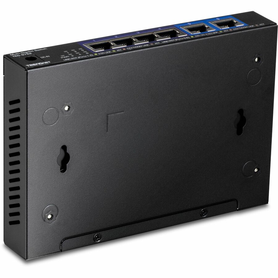 TRENDnet 6-Port 10G Switch, 4 x 2.5G RJ-45 Base-T Ports, 2 x 10G RJ-45 Ports, 60Gbps Switching Capacity, Wall Mountable, 10 Gigabit Network Connections, Lifetime Protection, Black, TEG-S762 TEG-S762