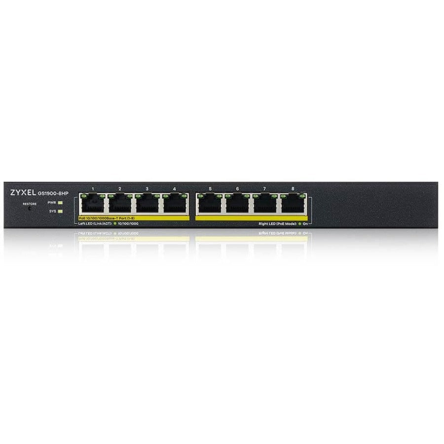 ZYXEL 8-port GbE Smart Managed PoE Switch GS1900-8HPREV03F