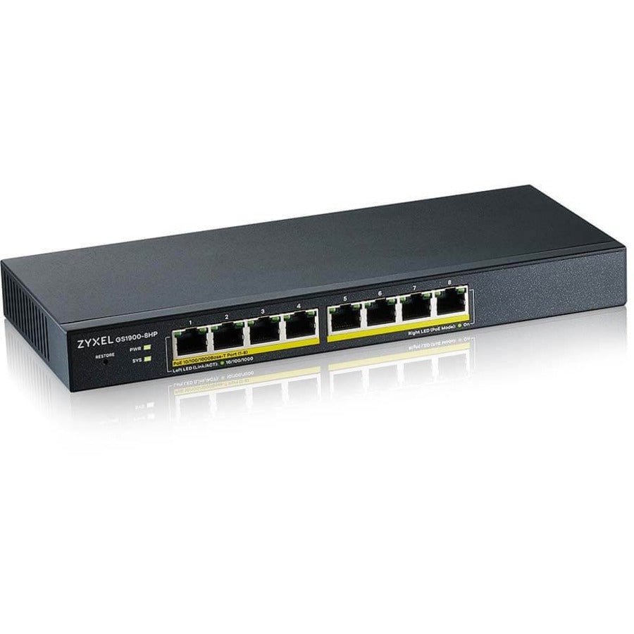 ZYXEL 8-port GbE Smart Managed PoE Switch GS1900-8HPREV03F