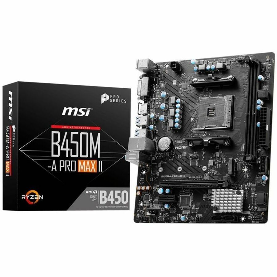 MSI B450M-A PRO MAX II Gaming Desktop Motherboard - AMD B450 Chipset - Socket AM4 - Micro ATX B450MAPROMAXII