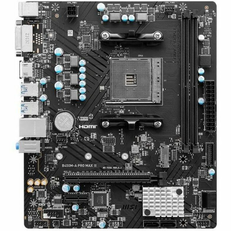 MSI B450M-A PRO MAX II Gaming Desktop Motherboard - AMD B450 Chipset - Socket AM4 - Micro ATX B450MAPROMAXII