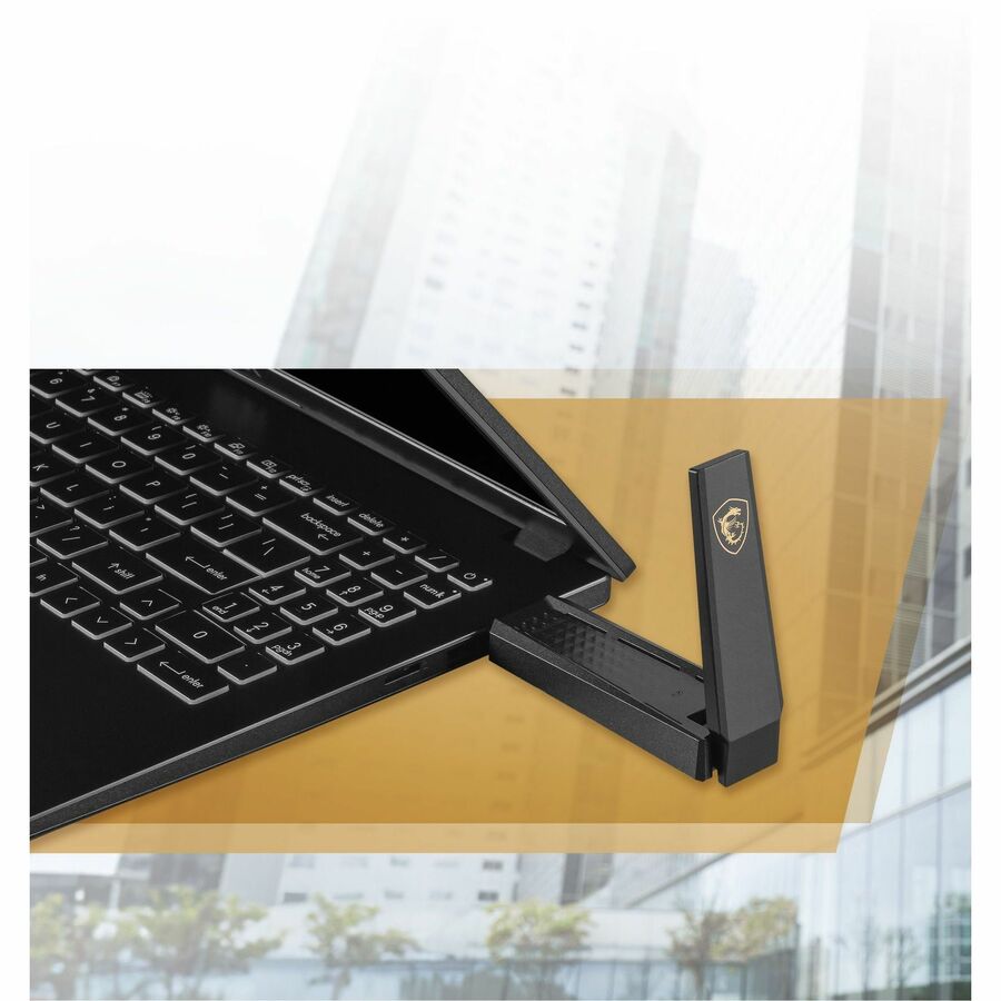 MSI AXE5400 IEEE 802.11 a/b/g/n/ac/ax Tri Band Wi-Fi Adapter for Computer/Notebook AXE5400WIFIUSB