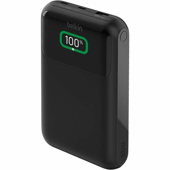 Belkin 65W 3-port USB Power Bank w/ Digital Display - 20K mAh - 2xUSB-C, 1xUSB-A - Portable Charger - w/ USB-C to USB-C Cable - Black BPB020btBK