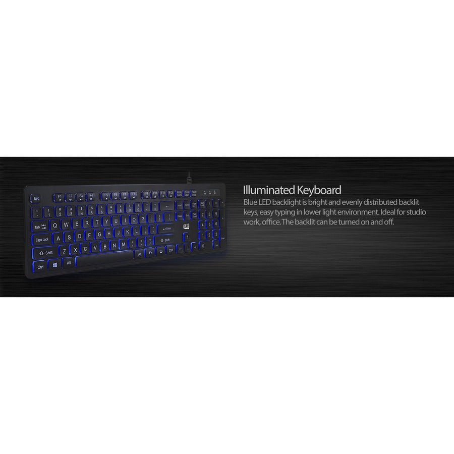 Adesso Large Print Illuminated Desktop Keyboard AKB-139EB
