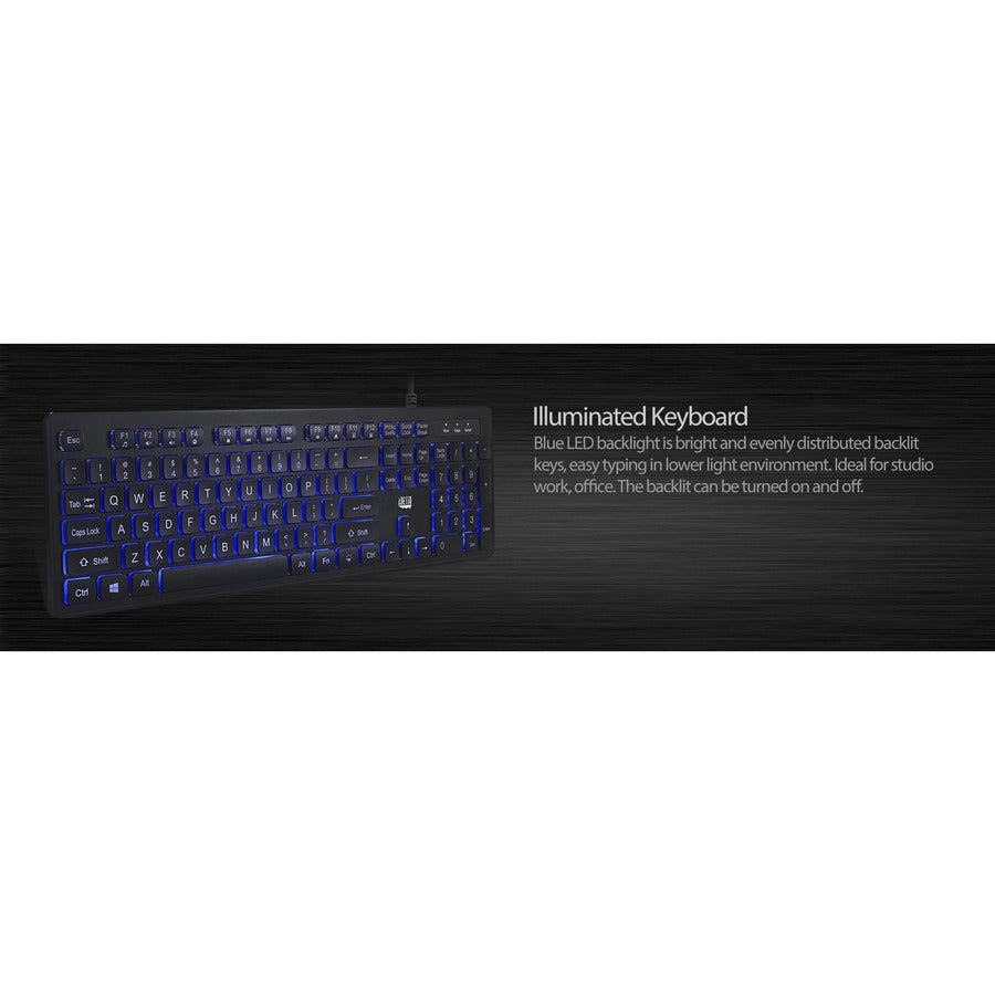 Adesso Large Print Illuminated Desktop Keyboard AKB-139EB
