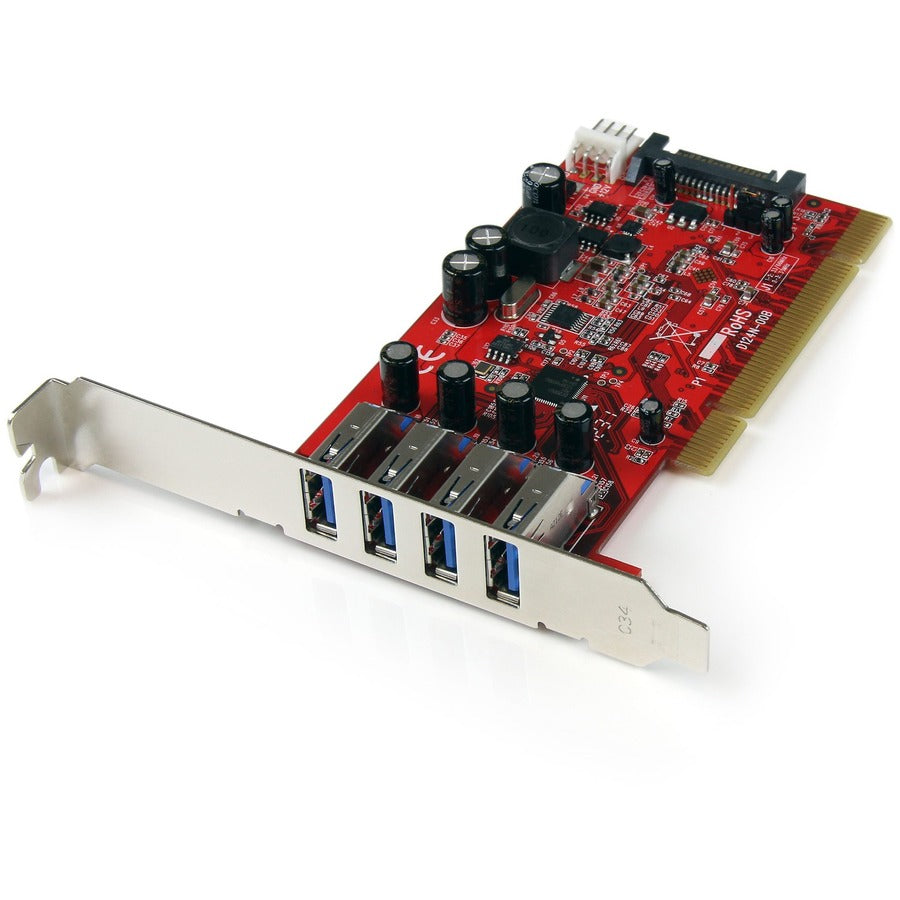 StarTech.com 4 Port PCI SuperSpeed USB 3.0 Adapter Card with SATA/SP4 Power - 5Gbps PCIUSB3S4