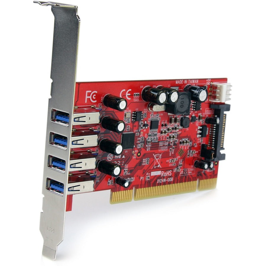 StarTech.com 4 Port PCI SuperSpeed USB 3.0 Adapter Card with SATA/SP4 Power - 5Gbps PCIUSB3S4