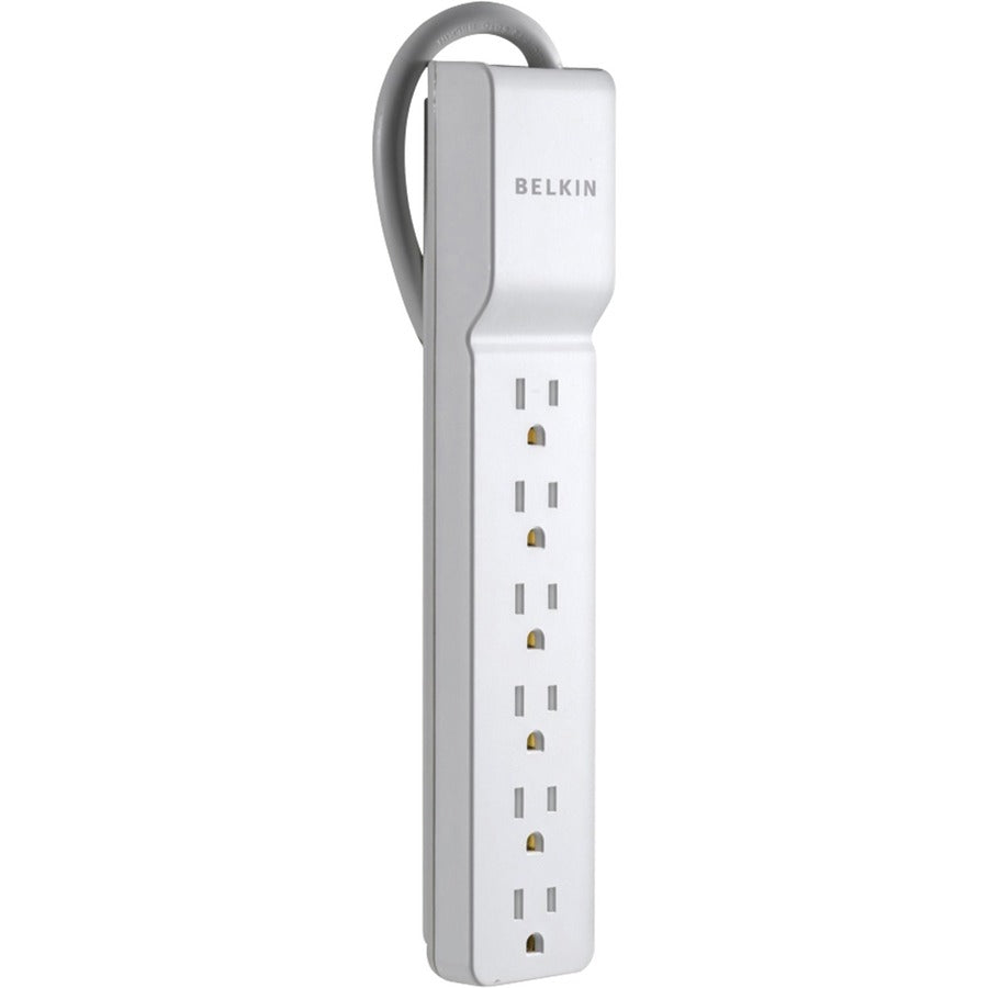 Belkin 6 Outlet Home/Office Surge Protector - 2.5 foot Cable - White - 555 Joules BE106000-2.5
