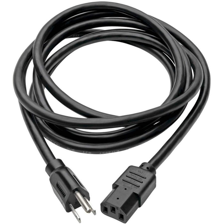 Eaton Tripp Lite Series Computer Power Cord, NEMA 5-15P to C13 - Heavy-Duty, 15A, 125V, 14 AWG, 12 ft. (3.66 m), Black P007-012
