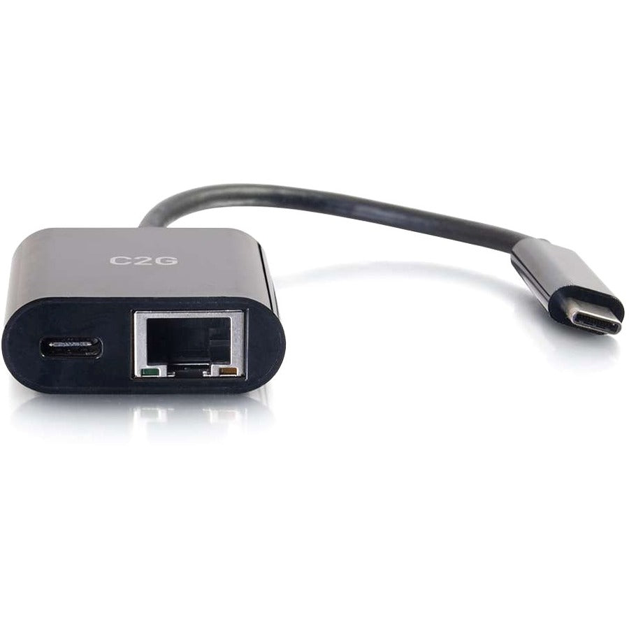 C2G USB C to Ethernet Multiport Adapter - Up to 60W PD - USB Type-C - Black 29749
