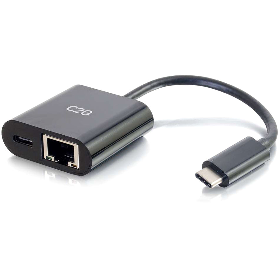 C2G USB C to Ethernet Multiport Adapter - Up to 60W PD - USB Type-C - Black 29749