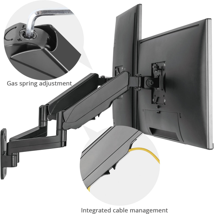 SIIG High Premium Aluminum Gas Spring Wall Mount - Dual Monitor 17" to 32" CE-MT2M12-S1