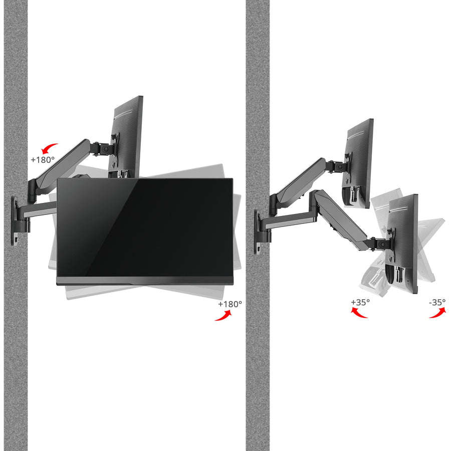 SIIG High Premium Aluminum Gas Spring Wall Mount - Dual Monitor 17" to 32" CE-MT2M12-S1