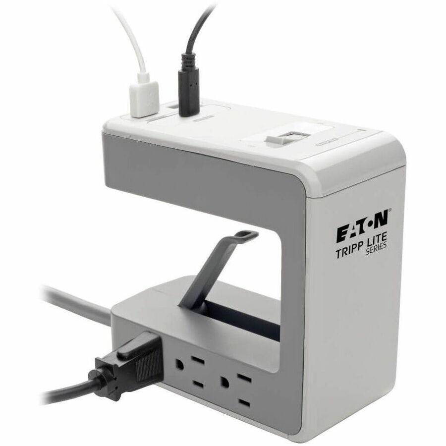 Eaton Tripp Lite Series 6-Outlet Surge Protector w/2 USB-A (4.8A Shared) & 1 USB-C (3A) - 8 ft. (2.43 m) Cord, 1080 Joules, Desk Clamp TLP648USBC